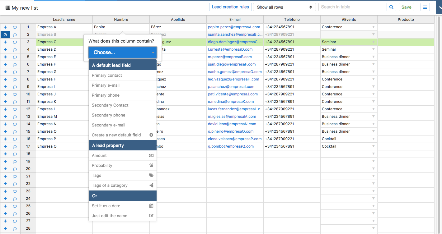 utiliser un fichier de prospection