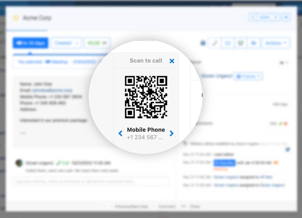 Lead Management · QR Code Scan-to-call